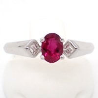 『周生生/ChowSangSang』 750(WG) ホワイトゴールド ルビー 0.46ct　ダイヤモンド 0.11ct　指輪 ダイヤ　リング　 中古　美品　質屋　7月誕生石　中国　ブランドジュエリー　シュウセイセイ　レディース　