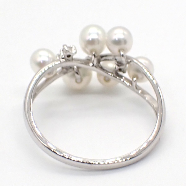 画像4: K18WG　ホワイトゴールド　パール　ダイヤモンド　0.04ct　指輪　中古　美品　レディース　ジュエリー　ダイヤ　リング　質屋　ミニパール　淡水　真珠　アクセサリー　6月誕生石