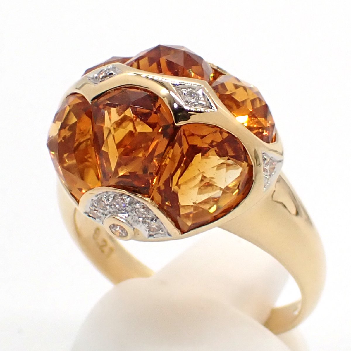 画像2: K18 ゴールド　K18YG イエローゴールドゴールド　シトリン 8.21ct　ダイヤモンド 0.17ct 　指輪　中古　美品　新品仕上済　ソーティング付　ジュエリー レディース　ダイヤ　リング 11月誕生石　天然クオーツ　質屋