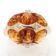 画像1: K18 ゴールド　K18YG イエローゴールドゴールド　シトリン 8.21ct　ダイヤモンド 0.17ct 　指輪　中古　美品　新品仕上済　ソーティング付　ジュエリー レディース　ダイヤ　リング 11月誕生石　天然クオーツ　質屋 (1)