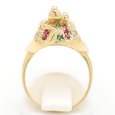 画像3: K18YG イエローゴールド  ダイヤモンド 0.14ct　ルビー 0.24ct　エメラルド 0.15ct　指輪 エジプト　王　ファラオ ツタンカーメン　中古　美品　質屋　ジュエリー　リング　レディース　ダイヤ 7月誕生石 (3)