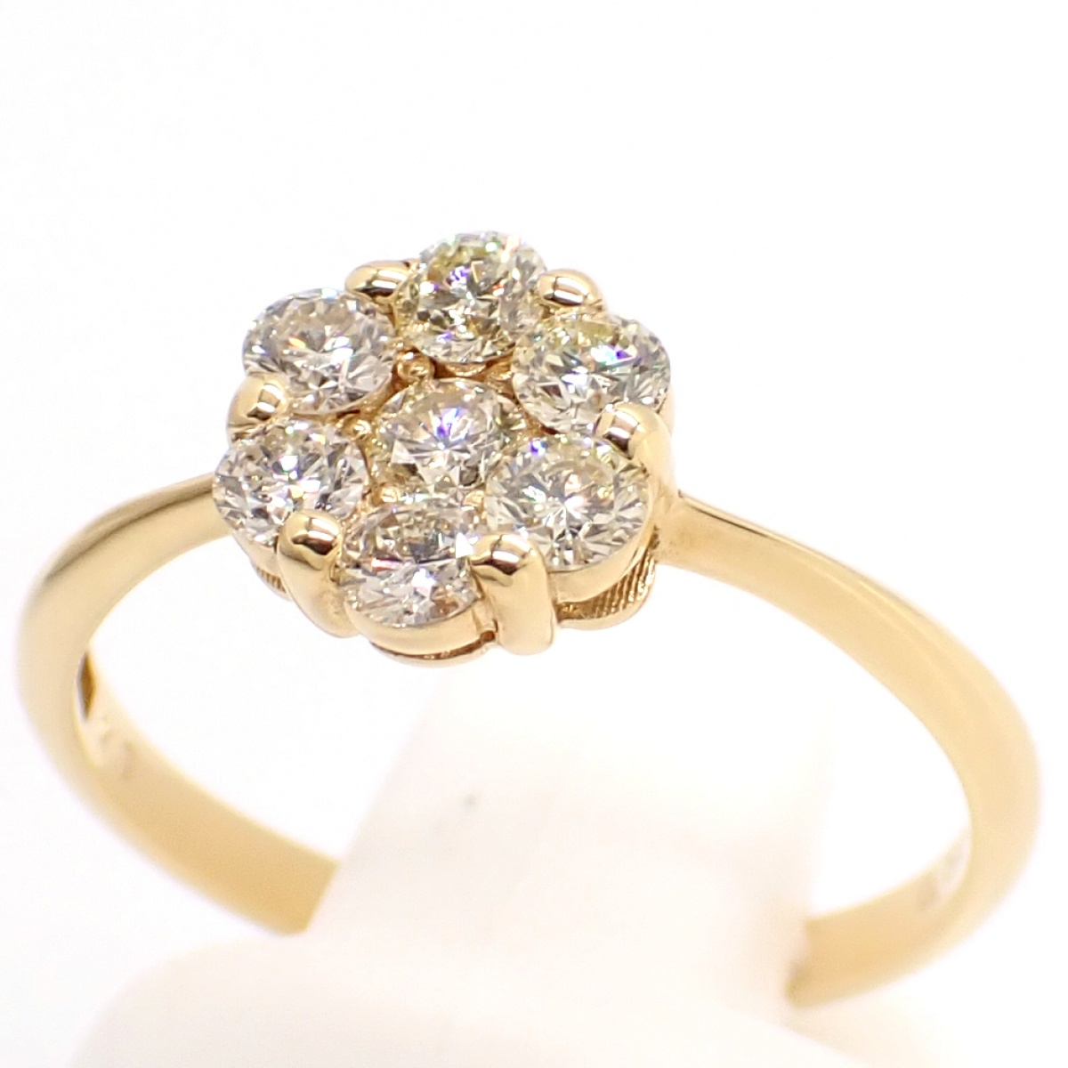 画像3: K18YG イエローゴールド ダイヤモンド 0.50ct 指輪 　中古　美品　仕上げ済　レディース　ジュエリー　ダイヤ　リング　フラワー　花　質屋　4月誕生石