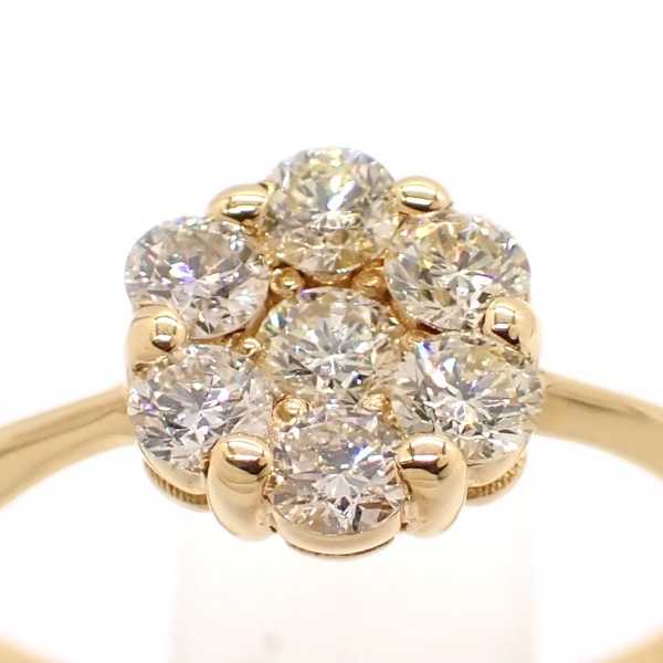 画像4: K18YG イエローゴールド ダイヤモンド 0.50ct 指輪 　中古　美品　仕上げ済　レディース　ジュエリー　ダイヤ　リング　フラワー　花　質屋　4月誕生石