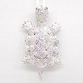 K18WG ホワイトゴールド　ダイヤモンド 0.33ct　トルマリン 0.03ct　ブローチ　ペンダント　中古　美品　レディース　メンズ　ジュエリー　かめ　亀　カメ　縁起物　ダイヤ　質屋