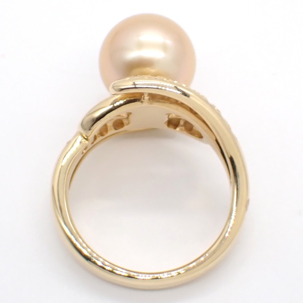 画像4: K18　ゴールド　南洋真珠 約10.3mm　ダイヤ 0.11ct　指輪　ソーティング付　中古　美品　レディース　ジュエリー　リング　パール　シロチョウ養殖真珠 　ゴールデンカラー　ダイヤモンド　質屋　6月誕生石