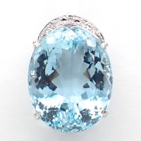 Pt900 プラチナ 大粒 天然アクアマリン 25.78ct ダイヤモンド 0.10ct ペンダント　トップ　ソーティング付　中古　美品　ジュエリー　ダイヤ　レディース　3月誕生石 質屋