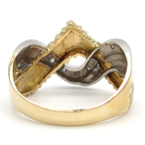 画像4: K18YG イエローゴールド　Pt900 プラチナ ダイヤモンド 0.05ct 指輪 中古　美品　ジュエリー　レディース　ダイヤ　コンビ　リング 4月誕生石 ユニーク　質屋