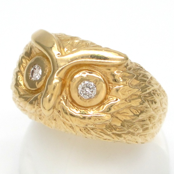 画像2: K18YG イエローゴールド ダイヤモンド 0.10ct 指輪 　ふくろう　中古　美品　レディース　ジュエリー　ダイヤ　リング　質屋　４月誕生石　梟　フクロウ　アクセサリー　