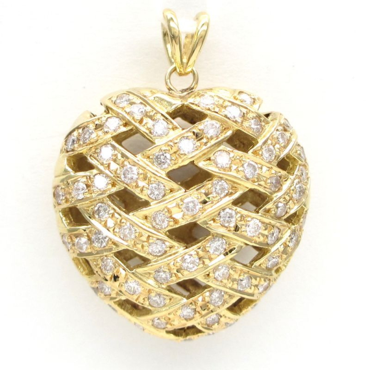 画像1: K18 ゴールド　ダイヤモンド 1.00ct 1カラット　ペンダントトップ ハート　中古　美品　レディース　ジュエリー　4月誕生石　質屋　トップのみ　 ペンダント　アクセサリー　