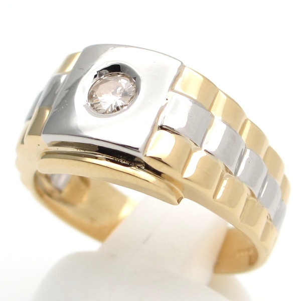 画像3: K18 Pt900 ゴールド　プラチナ ダイヤモンド 0.142ct 指輪 メンズ　#17 中古　美品　ジュエリー　ダイヤ　リング　質屋 メンズジュエリー　サイズ17号 　コンビ