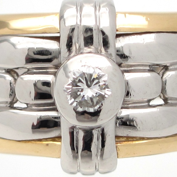 画像2: Pt900 K18 プラチナ ゴールド　 ダイヤモンド 0.22ct 指輪 メンズ　#18 中古　新品仕上げ済　美品　ジュエリー　ダイヤ　リング　質屋　メンズジュエリー　サイズ1８号 　コンビ
