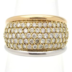K18（ゴールド）Pt900（プラチナ）パヴェ　ダイヤモンド　1.00ct　1カラット　指輪　中古　美品　豪華　ダイヤ　リング　レディース　質屋　4月誕生石　豪華　パヴェセッティング