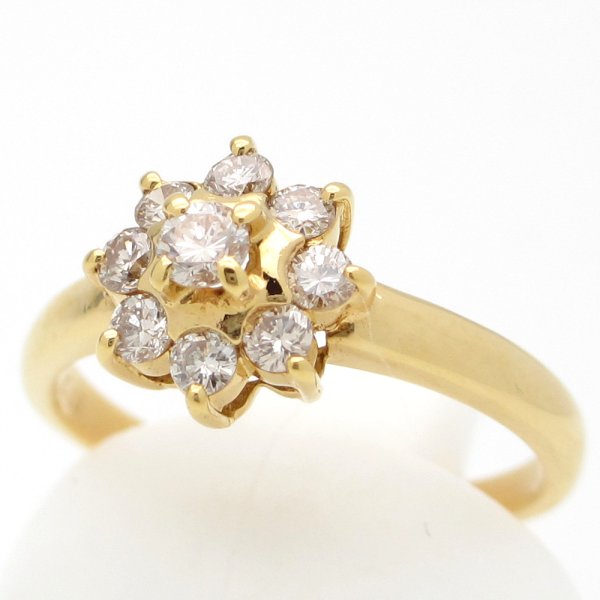 画像5: K18 ゴールド　イエローゴールド　YG　ダイヤモンド 0.30ct 指輪　フラワー 中古　美品　新品仕上済　レディース　ジュエリー　ダイヤ　リング　4月誕生石　質屋