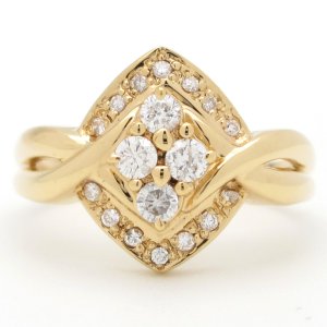 K18 ゴールド　イエローゴールド　YG　ダイヤモンド　0.30ct　指輪　中古　美品　新品仕上済　レディース　ジュエリー　ダイヤ　リング　4月誕生石　アクセサリー　サイズ12　質屋