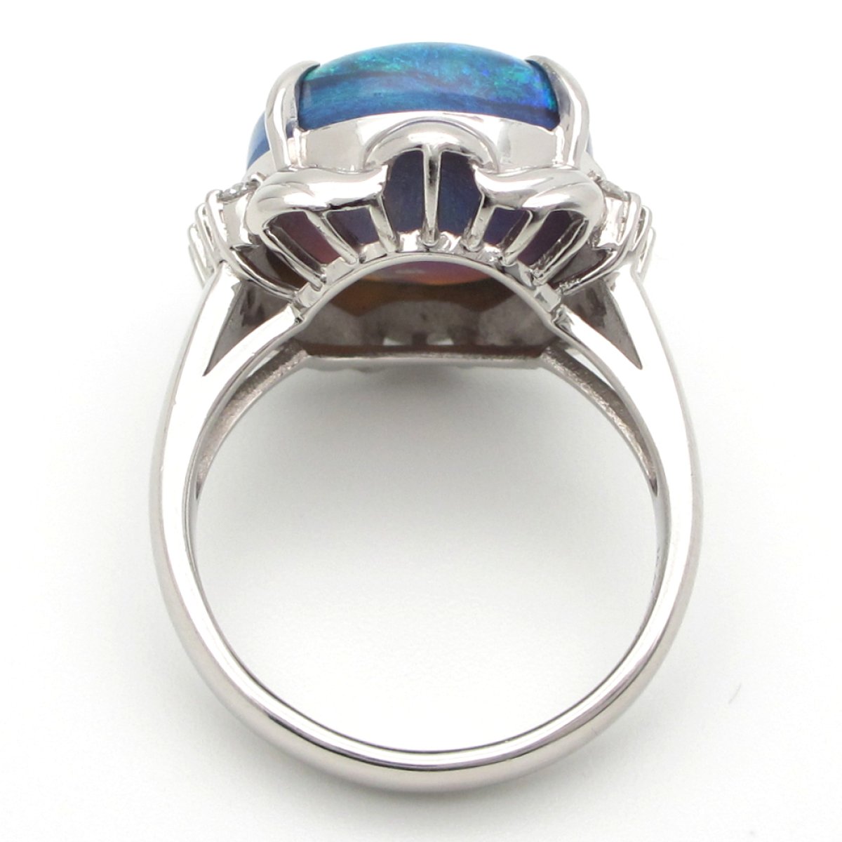 画像3: Pt900 プラチナ 大粒ブラックオパール 10.47ct　ダイヤモンド 0.20ct　指輪 ソーティング付　中古　美品　新品仕上済　レディース　ジュエリー　ダイヤ　リング　質屋　10月誕生石