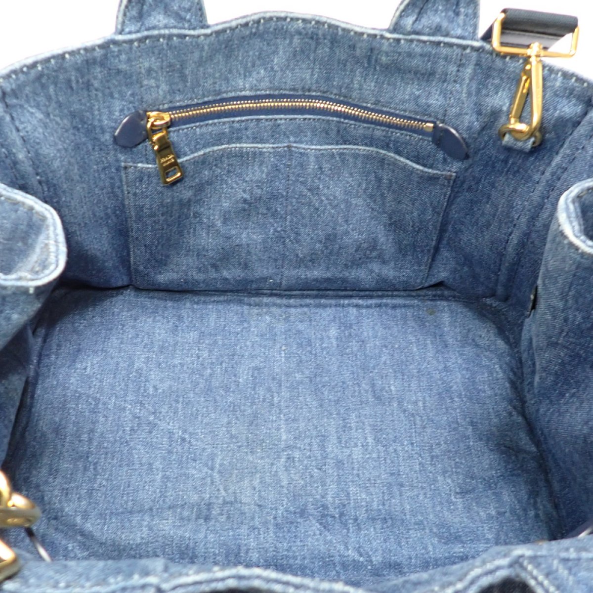 画像3: 【PRADA】プラダ　カナパ　トートバッグ 　デニム　1BG642　2WAYショルダー カード　ストラップ付　レディース　メンズ　中古　質屋