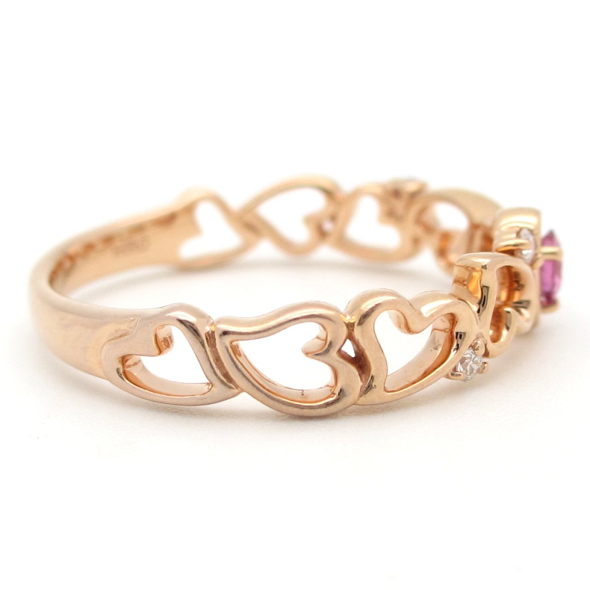 画像3: K18PG　ピンクゴールド　HIRO　色石 0.12ct　ダイヤモンド 0.05ct　指輪　ハート　中古　美品　ジュエリー　レディース　アクセサリー　リング　質屋