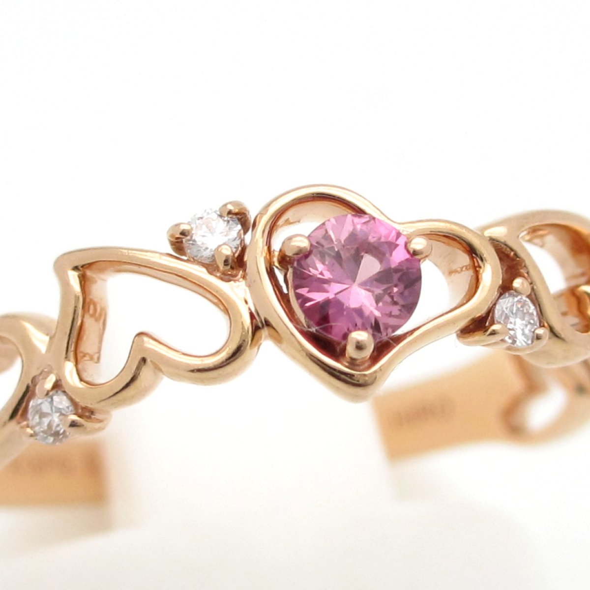 画像2: K18PG　ピンクゴールド　HIRO　色石 0.12ct　ダイヤモンド 0.05ct　指輪　ハート　中古　美品　ジュエリー　レディース　アクセサリー　リング　質屋