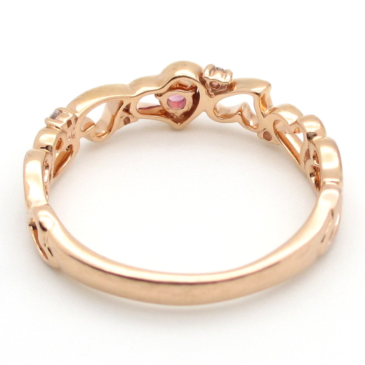 画像4: K18PG　ピンクゴールド　HIRO　色石 0.12ct　ダイヤモンド 0.05ct　指輪　ハート　中古　美品　ジュエリー　レディース　アクセサリー　リング　質屋
