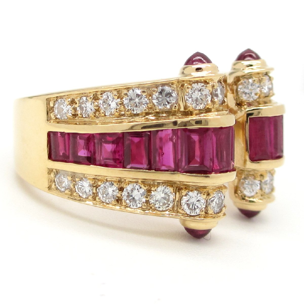 画像3: 750　K18 ゴールド　K18YG　イエローゴールド　ルビー 1.62/0.36ct　ダイヤモンド 0.78ct　指輪 　中古　美品　新品仕上げ済　ダイヤ　リング　７月誕生石　ゴージャス　ジュエリー　レディース　質屋
