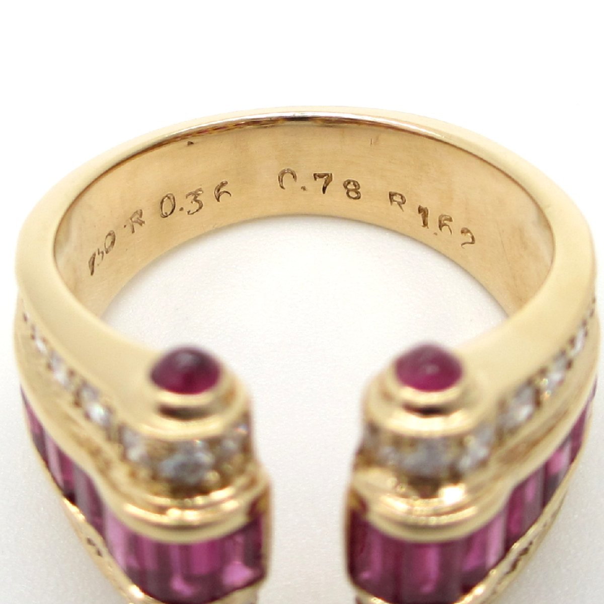 画像5: 750　K18 ゴールド　K18YG　イエローゴールド　ルビー 1.62/0.36ct　ダイヤモンド 0.78ct　指輪 　中古　美品　新品仕上げ済　ダイヤ　リング　７月誕生石　ゴージャス　ジュエリー　レディース　質屋