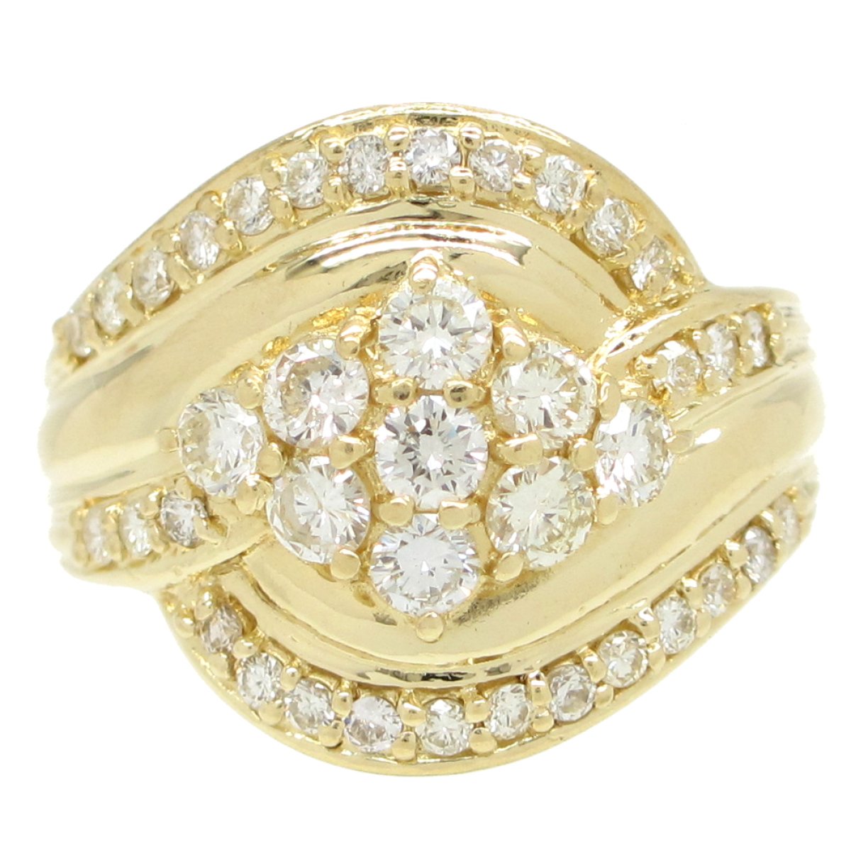 画像1: K18 ゴールド K18YG　イエローゴールド　ダイヤモンド　1.00ct 　指輪　1カラット　フラワー　中古　美品　新品仕上げ済　リング　ダイヤ　ジュエリー　レディース　7月誕生石　質屋