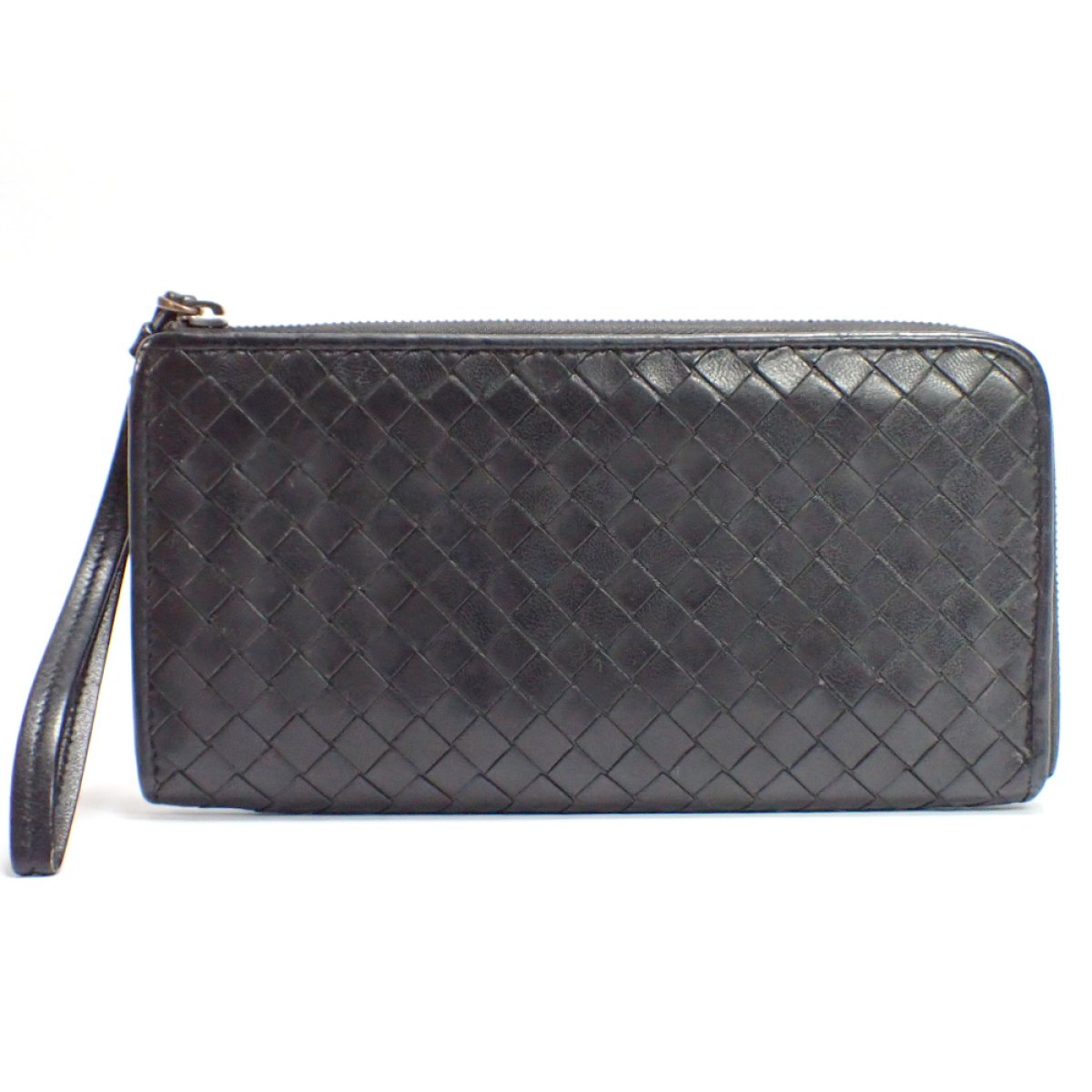 画像1: 【BOTTEGA VENETA】ボッテガヴェネタ イントレチャート　L字ファスナー　長財布　ブラック　レザー 　メンズ　小銭入れファスナー付　B01352203E　黒　イタリー　ITALY　中古 　質屋