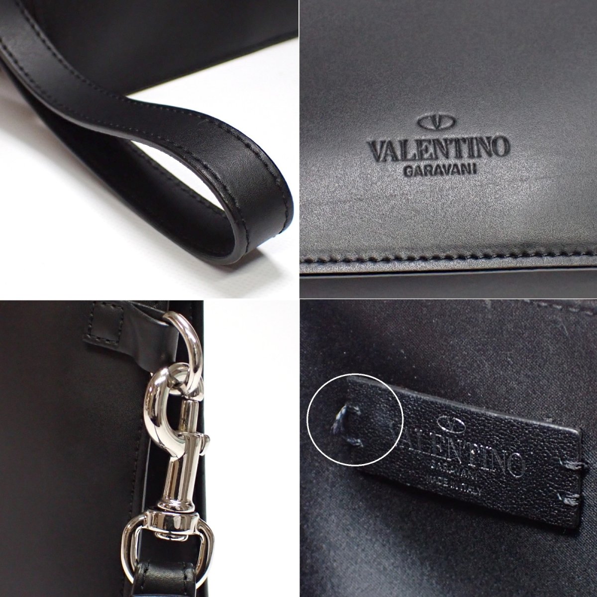 画像5: 【VALENTINO GARAVANI】ヴァレンティノ ガラヴァーニ　セカンドバッグ　VLTN　クラッチバッグ　メンズ 　レザー　ブラック　中古　ITALY　バッグ　美品　おしゃれ　革　黒　ポーチ　イタリー　ウォレット　マチ付　質屋