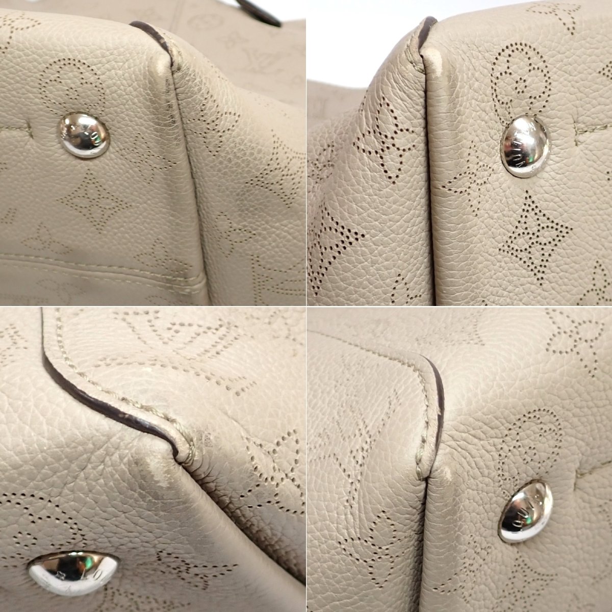 画像4: 【LOUIS VUITTON】ルイ・ヴィトン　モノグラム マヒナ　ヒナMM　ポーチ付　トートバッグ　ガレ　グレージュ　M53140　中古　バッグ　レザー　モノグラムマヒナ　レディース 　ベージュ　ショルダー　質屋　