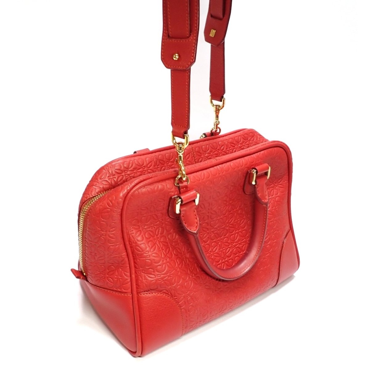 画像2: 【LOEWE】 ロエベ アマソナ 75　2WAY　ハンドバッグ ショルダーバッグ　レザー　レッド　アナグラム　中古　 レディース 　美品　質屋