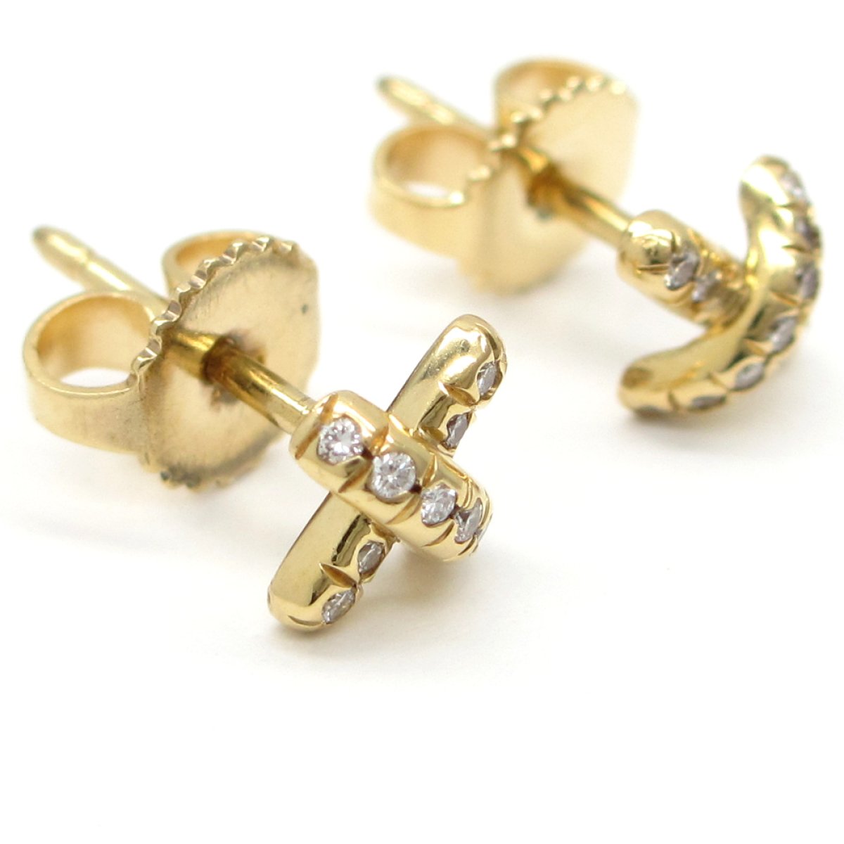 画像3: 【TIFFANY&Co.】ティファニー　クロスステッチ　750　YG　イエローゴールド　ダイヤモンド　クロス　ピアス　ゴールド 　ダイヤ　中古　美品　K18　ブランドジュエリー　レディース　ジュエリー　4月誕生石　質屋