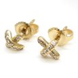 画像2: 【TIFFANY&Co.】ティファニー　クロスステッチ　750　YG　イエローゴールド　ダイヤモンド　クロス　ピアス　ゴールド 　ダイヤ　中古　美品　K18　ブランドジュエリー　レディース　ジュエリー　4月誕生石　質屋 (2)