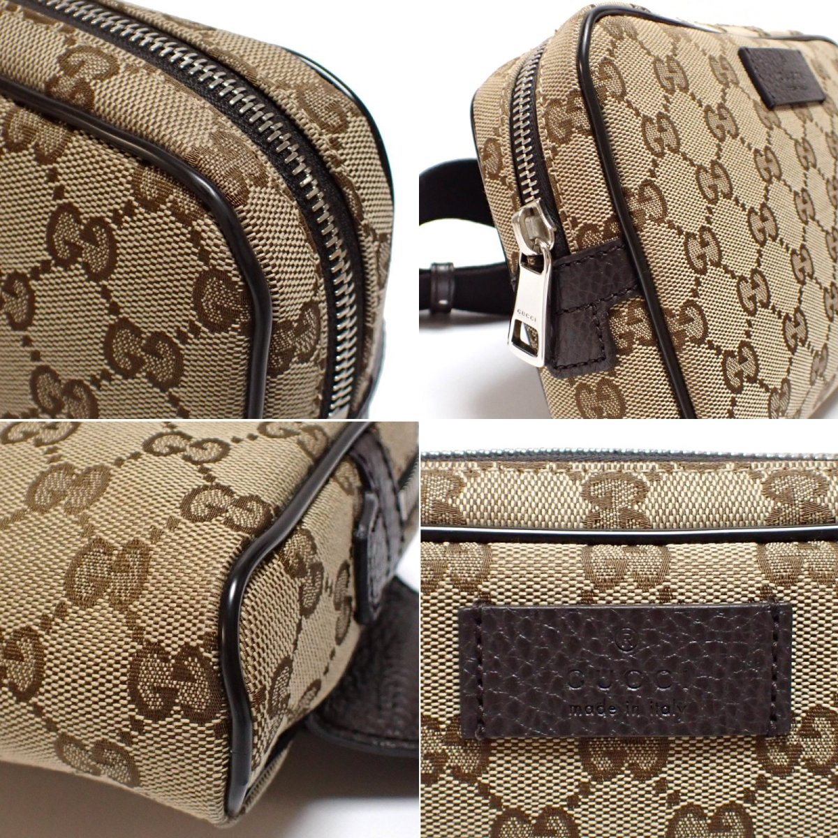 画像4: 【GUCCI】 グッチ　ウエストバッグ　ウエストポーチ　GGキャンバス　レザー　中古　449174　ボディバッグ　バッグ　アウトレット　メンズ　レディース　美品　ブラウン　ベージュ　旅行　トラベル　ITALY　イタリー　質屋