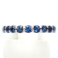 Pt900 プラチナ　ブルー　サファイア 0.88ct　ハーフエタニティ　天然コランダム　指輪　中古　鑑別書付　美品　新品仕上げ済　リング　レディース　ジュエリー　一文字型　質屋　9月誕生石