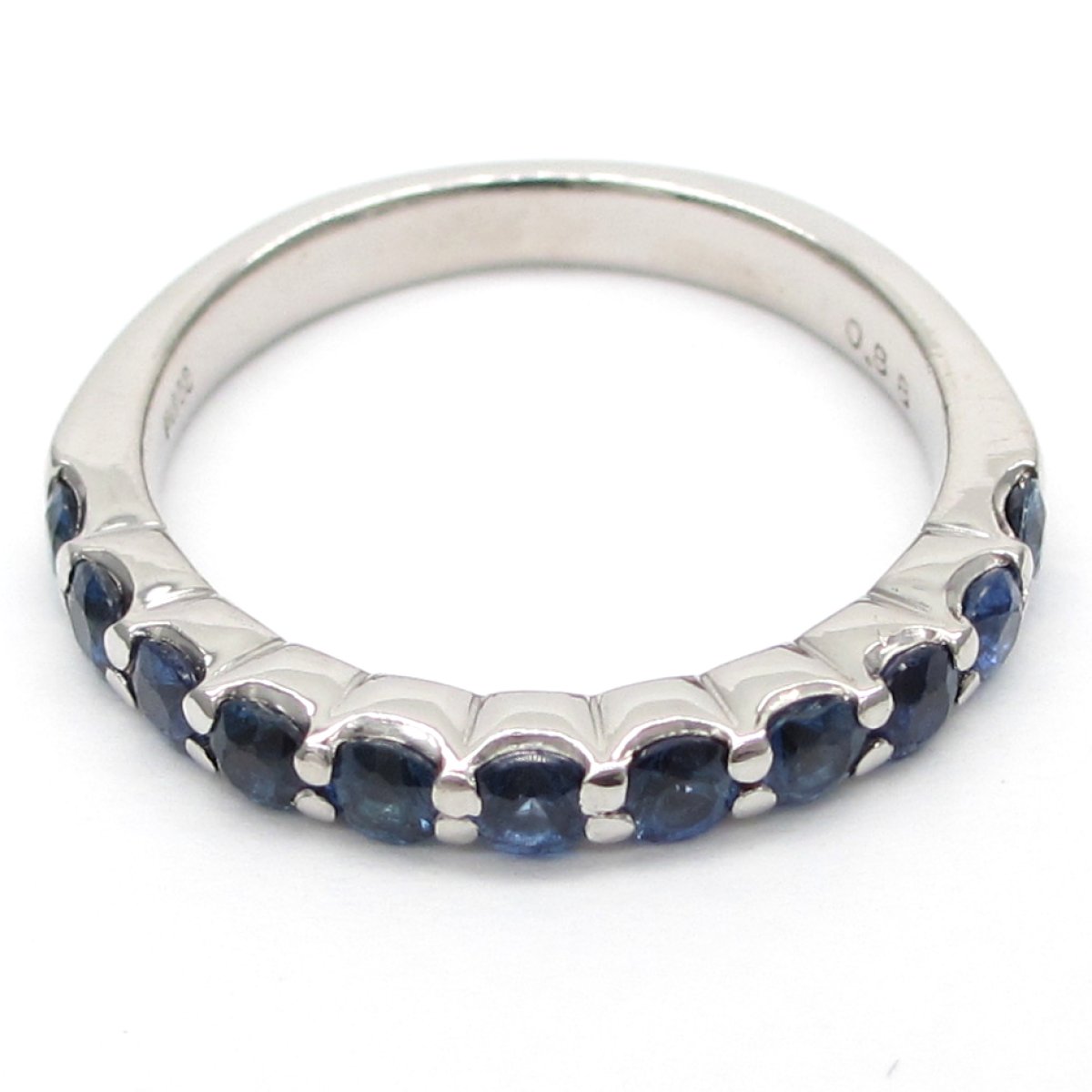 画像2: Pt900 プラチナ　ブルー　サファイア 0.88ct　ハーフエタニティ　天然コランダム　指輪　中古　鑑別書付　美品　新品仕上げ済　リング　レディース　ジュエリー　一文字型　質屋　9月誕生石