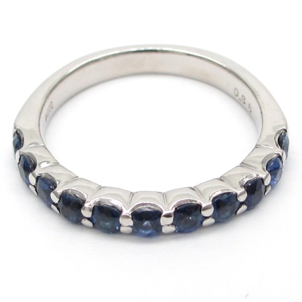 画像2: Pt900 プラチナ　ブルー　サファイア 0.88ct　ハーフエタニティ　天然コランダム　指輪　中古　鑑別書付　美品　新品仕上げ済　リング　レディース　ジュエリー　一文字型　質屋　9月誕生石