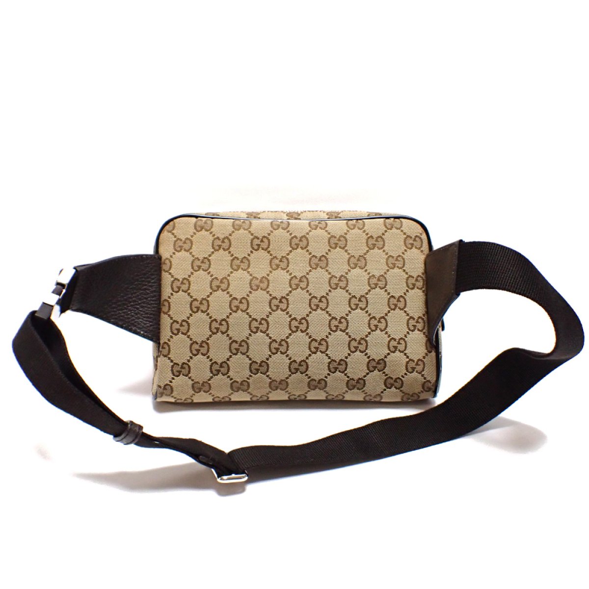 画像2: 【GUCCI】 グッチ　ウエストバッグ　ウエストポーチ　GGキャンバス　レザー　中古　449174　ボディバッグ　バッグ　アウトレット　メンズ　レディース　美品　ブラウン　ベージュ　旅行　トラベル　ITALY　イタリー　質屋