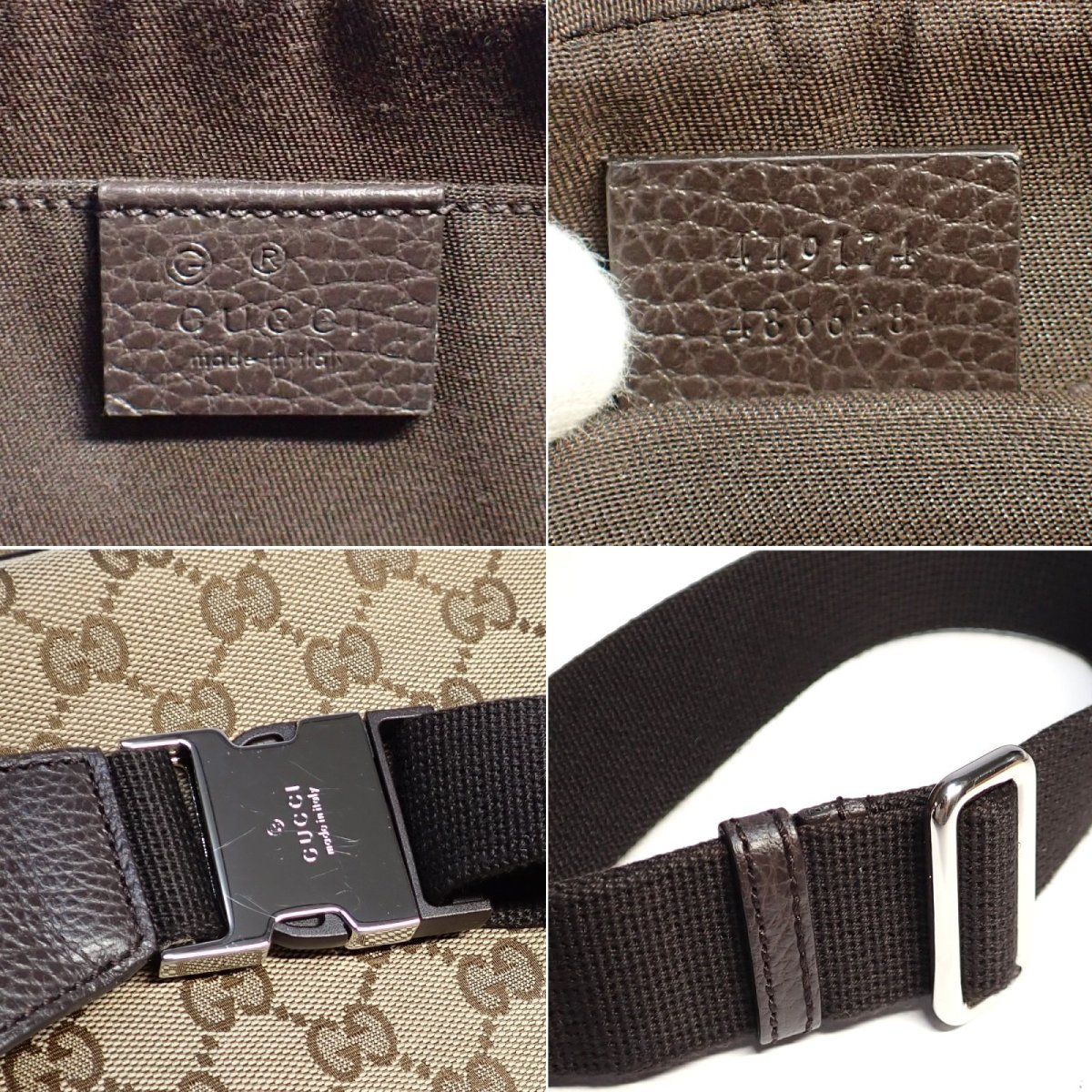 画像5: 【GUCCI】 グッチ　ウエストバッグ　ウエストポーチ　GGキャンバス　レザー　中古　449174　ボディバッグ　バッグ　アウトレット　メンズ　レディース　美品　ブラウン　ベージュ　旅行　トラベル　ITALY　イタリー　質屋