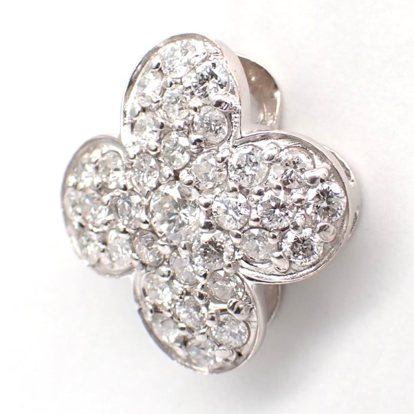 画像2: K18WG ホワイトゴールド　ダイヤモンド 1.00ct　1カラット　ペンダント　トップ　ダイヤ　フラワー　中古　美品　4月誕生石　トップのみ　レディース　ジュエリー　アクセサリー　お花　質屋