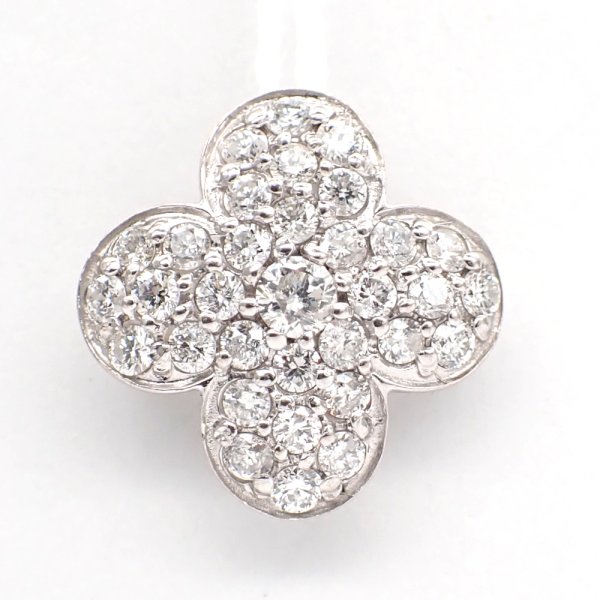 画像1: K18WG ホワイトゴールド　ダイヤモンド 1.00ct　1カラット　ペンダント　トップ　ダイヤ　フラワー　中古　美品　4月誕生石　トップのみ　レディース　ジュエリー　アクセサリー　お花　質屋