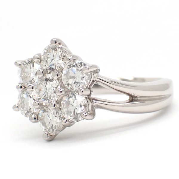 画像2: Pt900 プラチナ　ダイヤモンド　1.00ct　指輪　中古　ダイヤ　1カラット　フラワー　美品　新品仕上げ済　豪華　リング　質屋　レディース　ジュエリー　花　4月誕生石