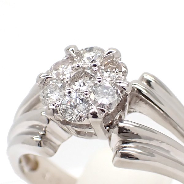 画像3: Pt900 プラチナ　ダイヤモンド　0.35ct　指輪　中古　ダイヤ　フラワー　美品　新品仕上げ済　リング　質屋　レディース　ジュエリー　花　4月誕生石