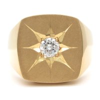 K18　ゴールド　イエローゴールド　ダイヤモンド　0.294ct　指輪　中古　ダイヤ　印台型　メンズ　美品　リング　サイズ20号　質屋　メンズジュエリー　アクセサリー　艶消し　4月誕生石