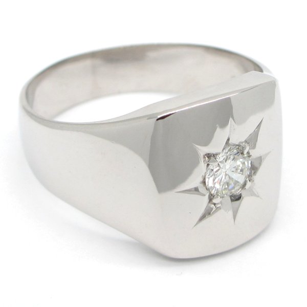 画像2: Pt850 プラチナ　ダイヤモンド　0.24ct　指輪　中古　ダイヤ　印台型　メンズ　美品　新品仕上げ済　リング　サイズ18号　質屋　メンズジュエリー　アクセサリー　4月誕生石
