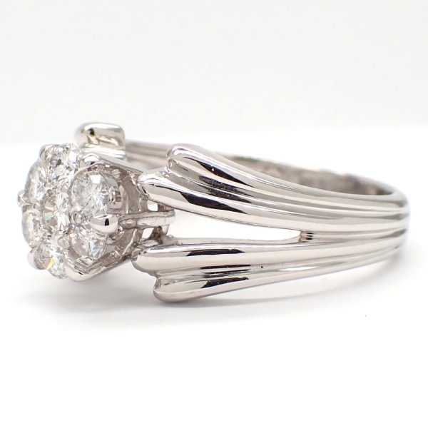 画像2: Pt900 プラチナ　ダイヤモンド　0.35ct　指輪　中古　ダイヤ　フラワー　美品　新品仕上げ済　リング　質屋　レディース　ジュエリー　花　4月誕生石