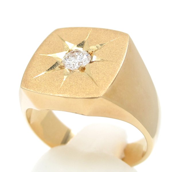 画像3: K18　ゴールド　イエローゴールド　ダイヤモンド　0.294ct　指輪　中古　ダイヤ　印台型　メンズ　美品　リング　サイズ20号　質屋　メンズジュエリー　アクセサリー　艶消し　4月誕生石