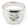 画像1: Pt850 プラチナ　ダイヤモンド　0.24ct　指輪　中古　ダイヤ　印台型　メンズ　美品　新品仕上げ済　リング　サイズ18号　質屋　メンズジュエリー　アクセサリー　4月誕生石 (1)