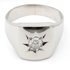 Pt850 プラチナ　ダイヤモンド　0.24ct　指輪　中古　ダイヤ　印台型　メンズ　美品　新品仕上げ済　リング　サイズ18号　質屋　メンズジュエリー　アクセサリー　4月誕生石