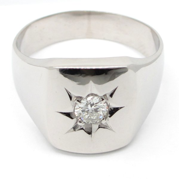 画像1: Pt850 プラチナ　ダイヤモンド　0.24ct　指輪　中古　ダイヤ　印台型　メンズ　美品　新品仕上げ済　リング　サイズ18号　質屋　メンズジュエリー　アクセサリー　4月誕生石