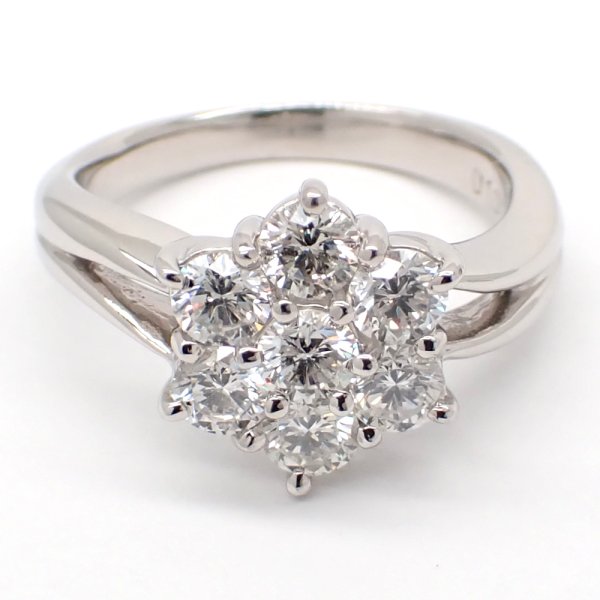 画像3: Pt900 プラチナ　ダイヤモンド　1.00ct　指輪　中古　ダイヤ　1カラット　フラワー　美品　新品仕上げ済　豪華　リング　質屋　レディース　ジュエリー　花　4月誕生石